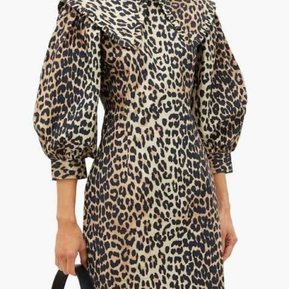 Ganni Leopard Print Midi Dress